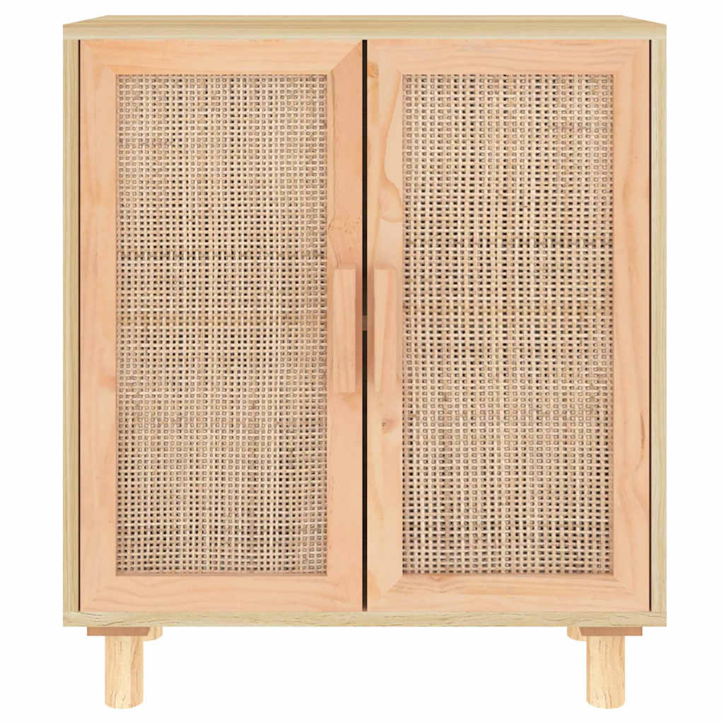 vidaXL Kredens, brązowa, 60x30x70 cm, lita sosna i naturalny rattan