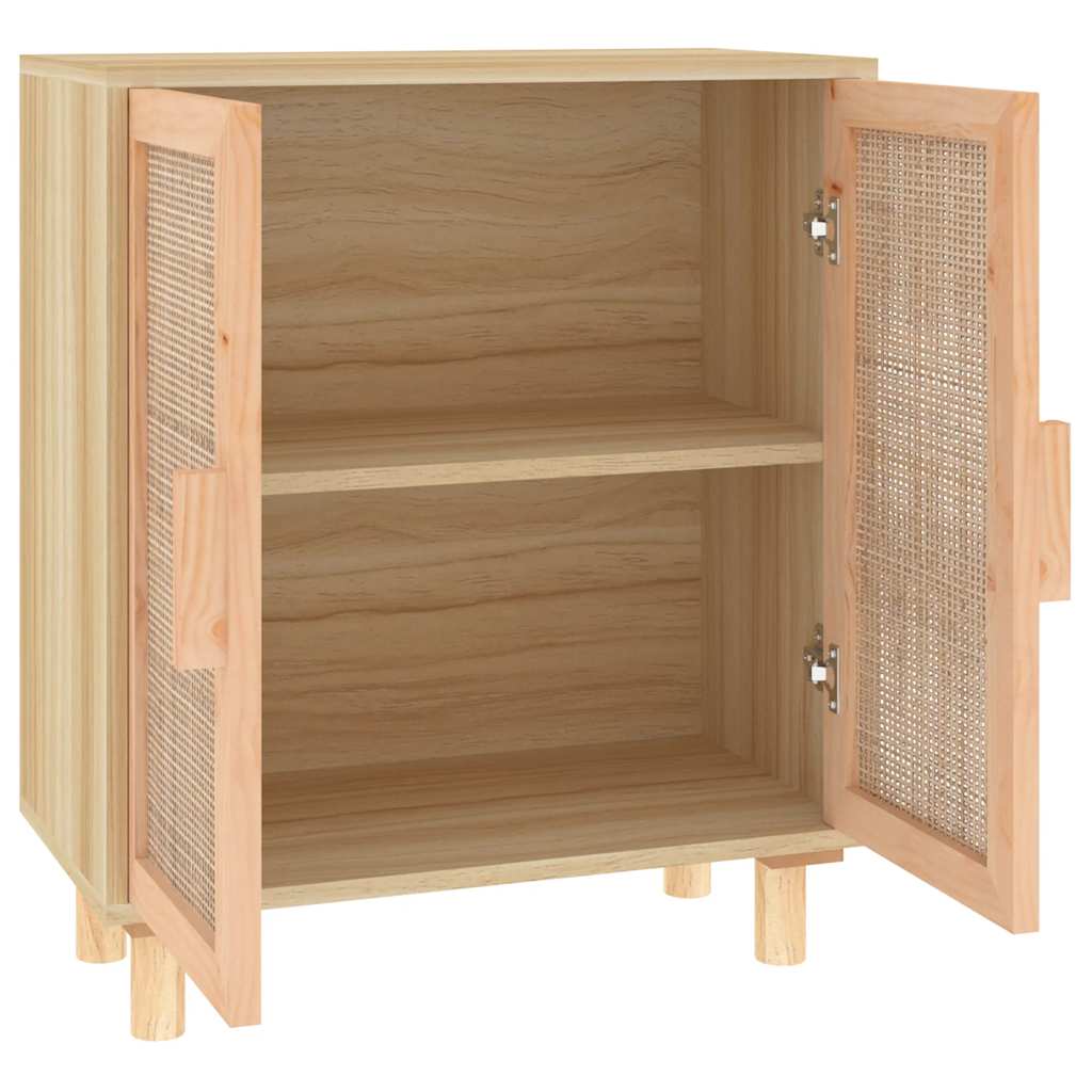 vidaXL Kredens, brązowa, 60x30x70 cm, lita sosna i naturalny rattan