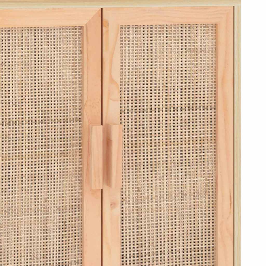 vidaXL Kredens, brązowa, 60x30x70 cm, lita sosna i naturalny rattan