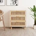 vidaXL Kredens, biały, 60x30x70 cm, lita sosna i naturalny rattan