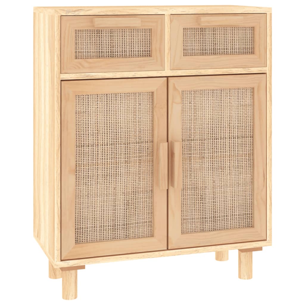vidaXL Szafka, brązowa, 60x30x75 cm, lita sosna i naturalny rattan