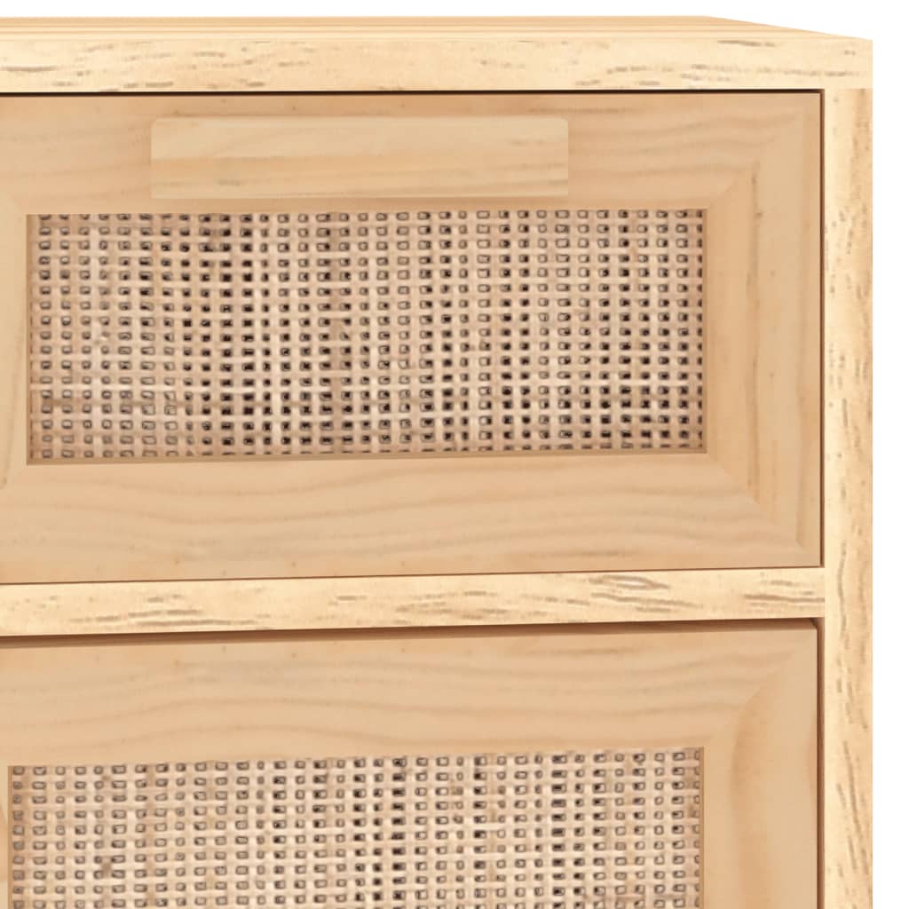 vidaXL Szafka, brązowa, 60x30x75 cm, lita sosna i naturalny rattan