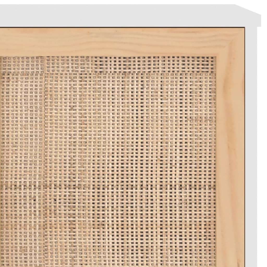 vidaXL Kredens, biały, 105x30x60 cm, lita sosna i naturalny rattan