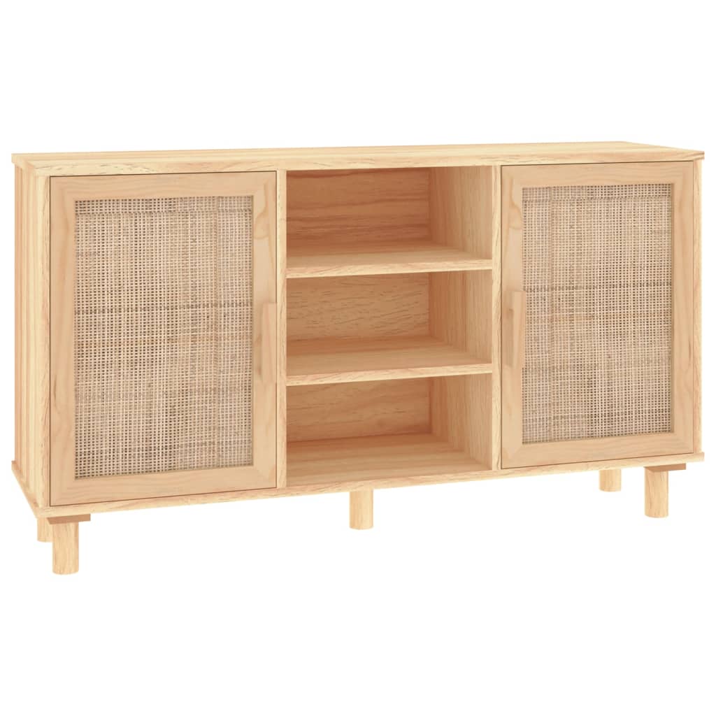 vidaXL Kredens, brązowa, 105x30x60 cm, lita sosna i naturalny rattan
