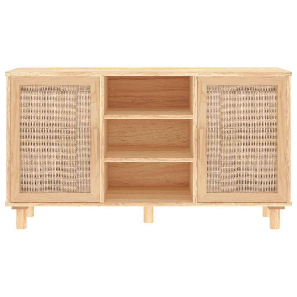 vidaXL Kredens, brązowa, 105x30x60 cm, lita sosna i naturalny rattan