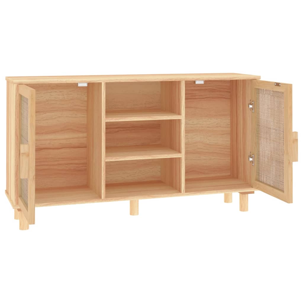 vidaXL Kredens, brązowa, 105x30x60 cm, lita sosna i naturalny rattan