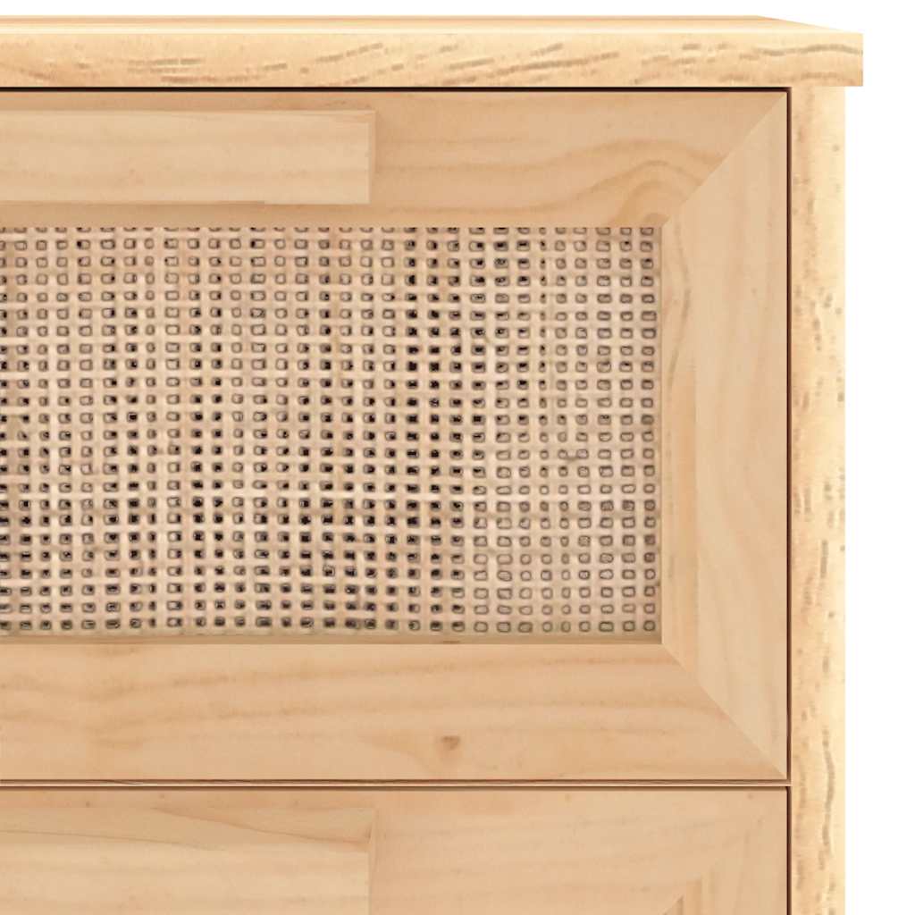 vidaXL Kredens, brązowa, 40x30x90 cm, lita sosna i naturalny rattan