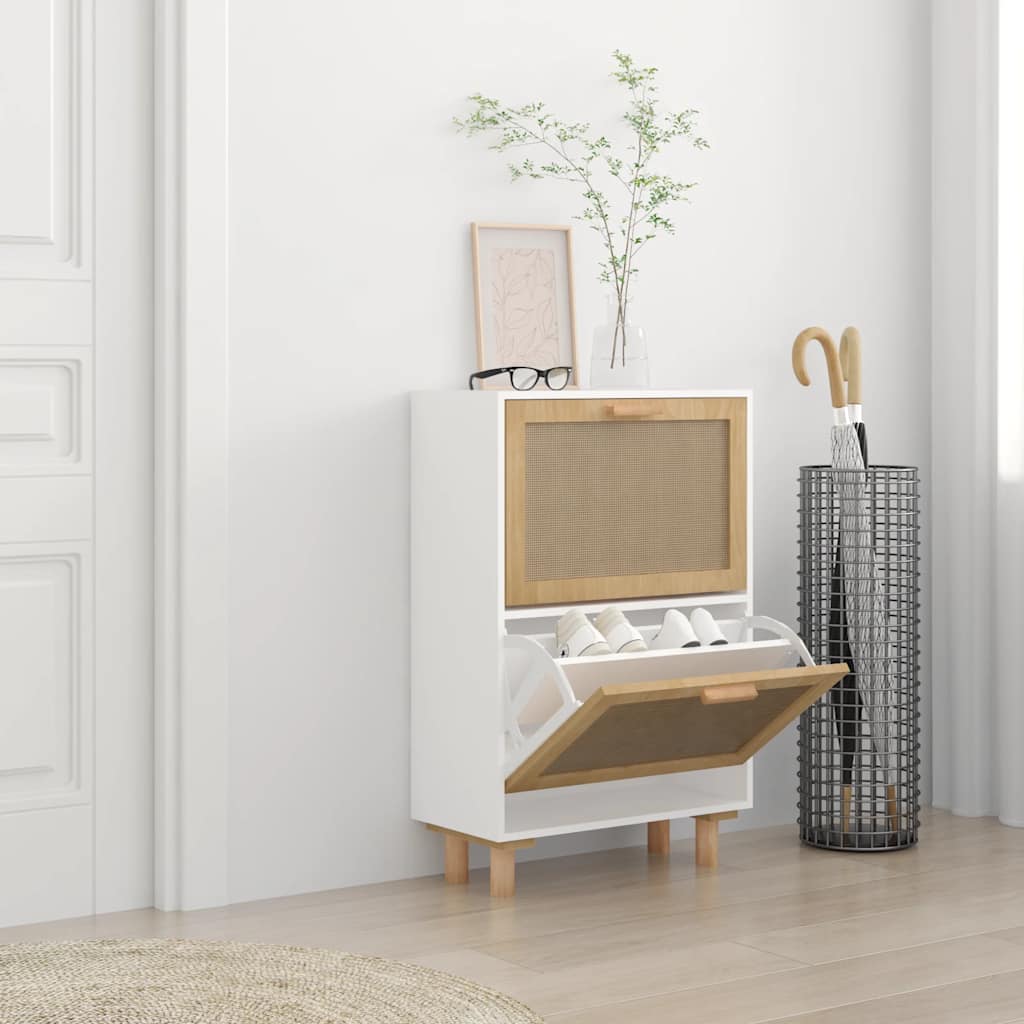 vidaXL Szafka na buty, biała, 52x25x80 cm, materiał drewnopochodny