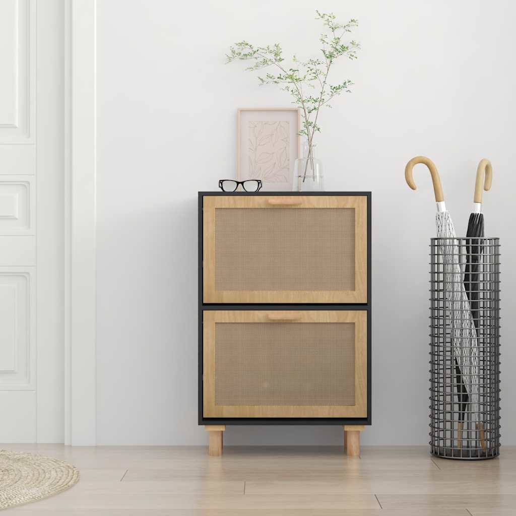 vidaXL Szafka na buty, czarna, 52x25x80 cm, materiał drewnopochodny