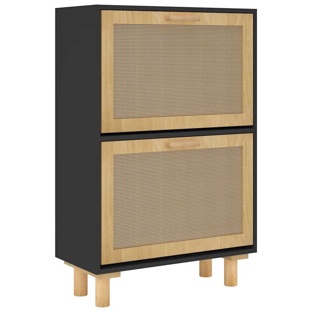 vidaXL Szafka na buty, czarna, 52x25x80 cm, materiał drewnopochodny