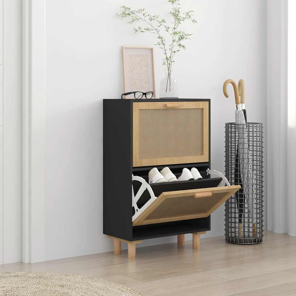 vidaXL Szafka na buty, czarna, 52x25x80 cm, materiał drewnopochodny