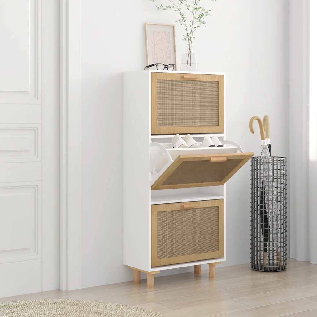 vidaXL Szafka na buty, biała, 52x25x115 cm, materiał drewnopochodny