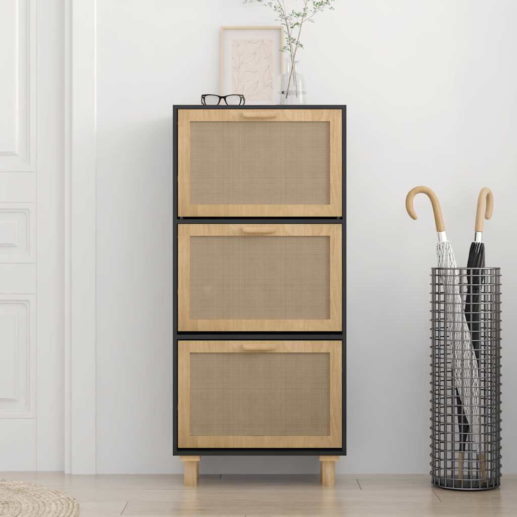vidaXL Szafka na buty, czarna, 52x25x115 cm, materiał drewnopochodny
