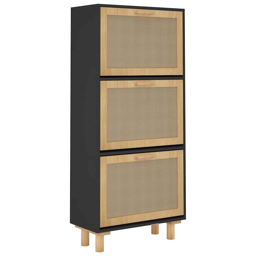 vidaXL Szafka na buty, czarna, 52x25x115 cm, materiał drewnopochodny