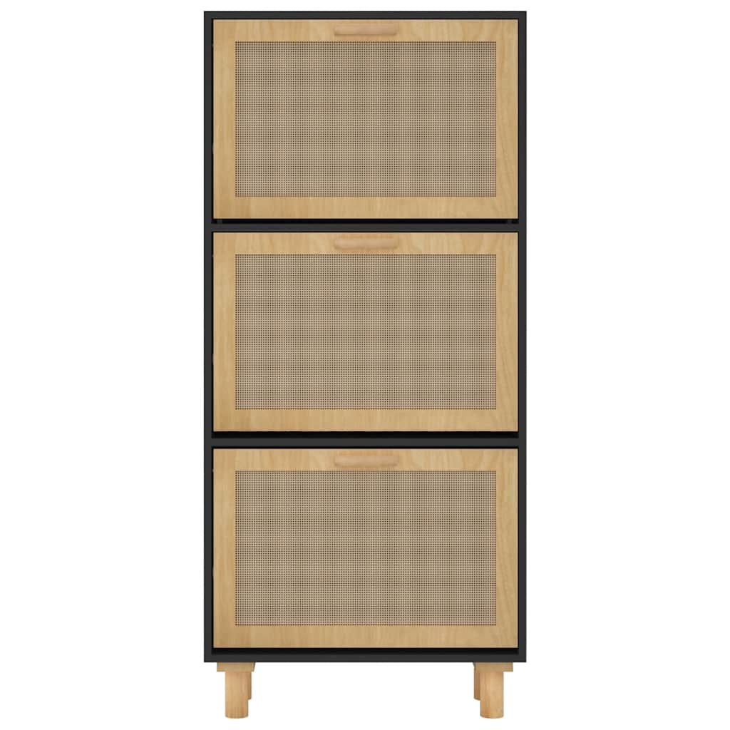 vidaXL Szafka na buty, czarna, 52x25x115 cm, materiał drewnopochodny