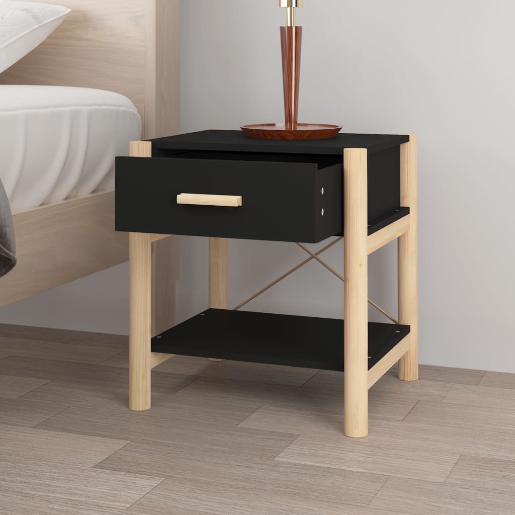 vidaXL Szafki nocne 2 szt., czarny 42x38x45cm, materiał drewnopochodny