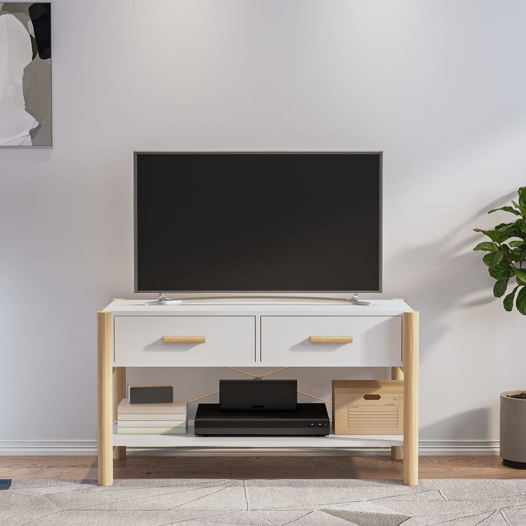 vidaXL Szafka pod TV, biała, 82x38x45 cm, materiał drewnopochodny