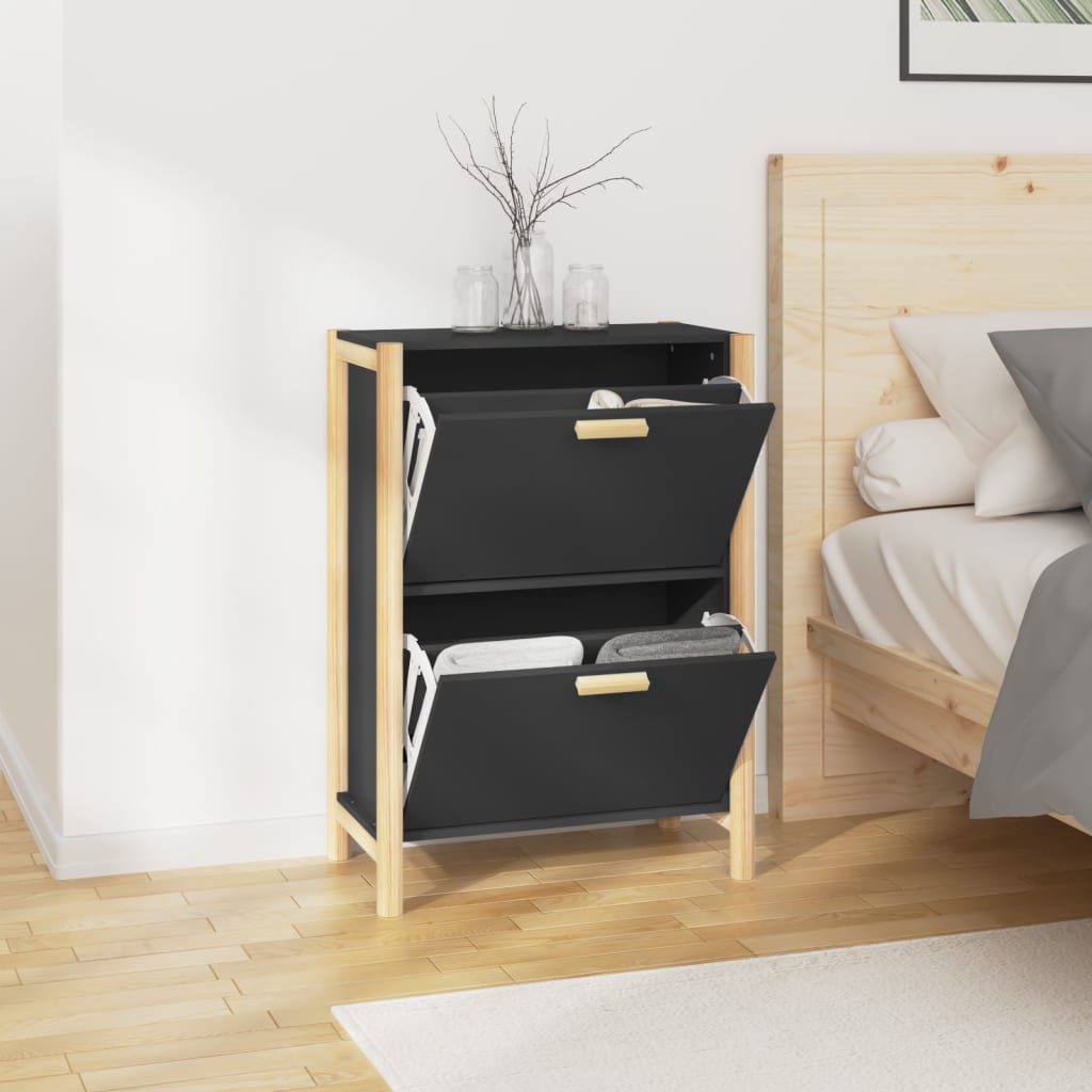 vidaXL Szafka na buty, czarna, 57,5x33x80 cm, materiał drewnopochodny