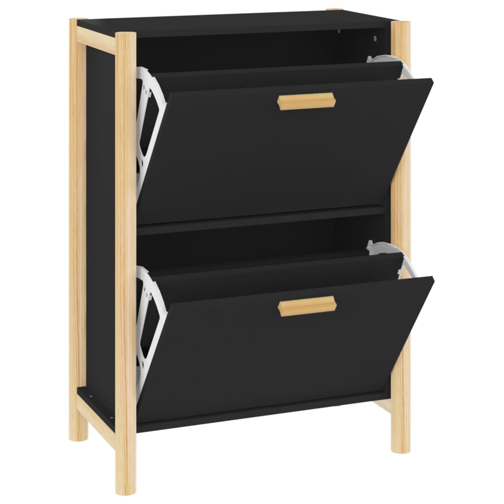 vidaXL Szafka na buty, czarna, 57,5x33x80 cm, materiał drewnopochodny