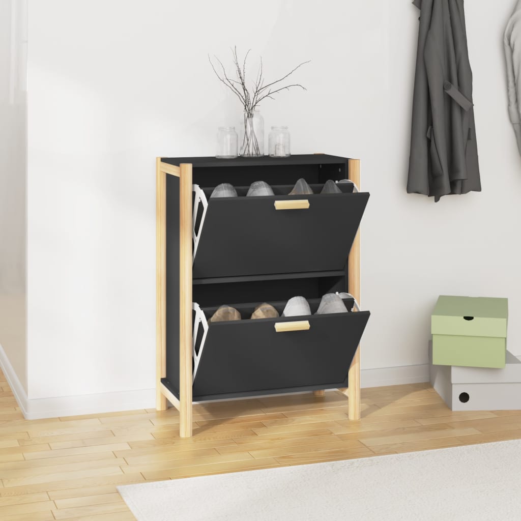vidaXL Szafka na buty, czarna, 57,5x33x80 cm, materiał drewnopochodny