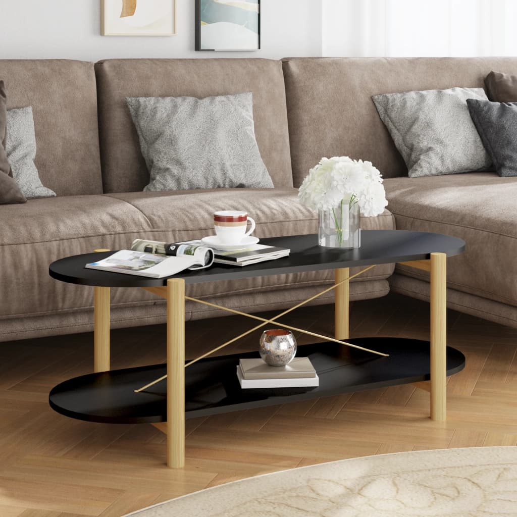 vidaXL Stolik kawowy, czarny, 110x48x40 cm, materiał drewnopochodny