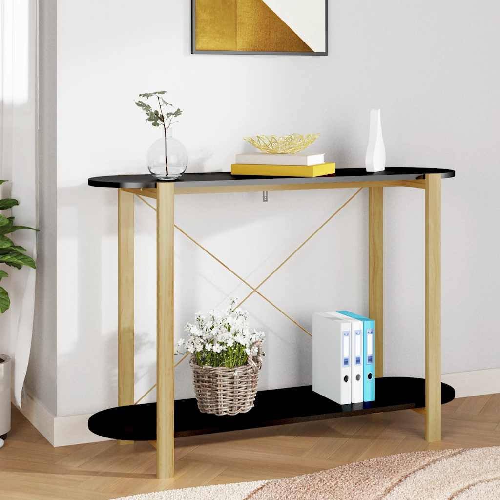 vidaXL Stolik konsolowy, czarny, 110x38x75 cm, materiał drewnopochodny