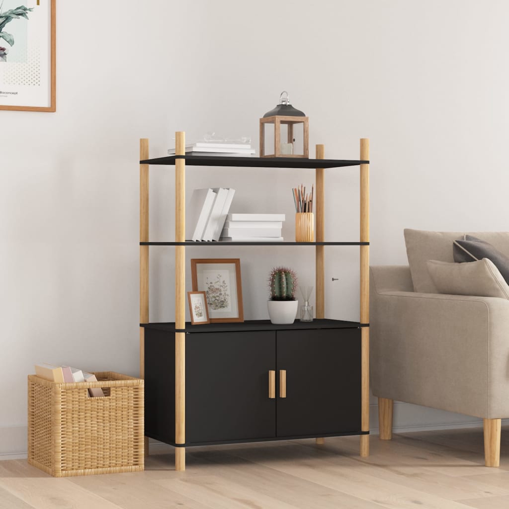 vidaXL Wysoka szafka, czarna, 80x40x121 cm, materiał drewnopochodny