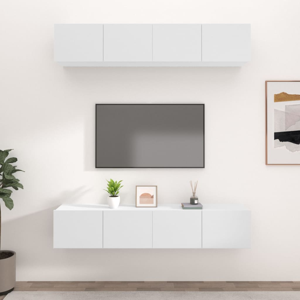vidaXL Szafki TV, 4 szt., białe, 80x30x30 cm, materiał drewnopochodny