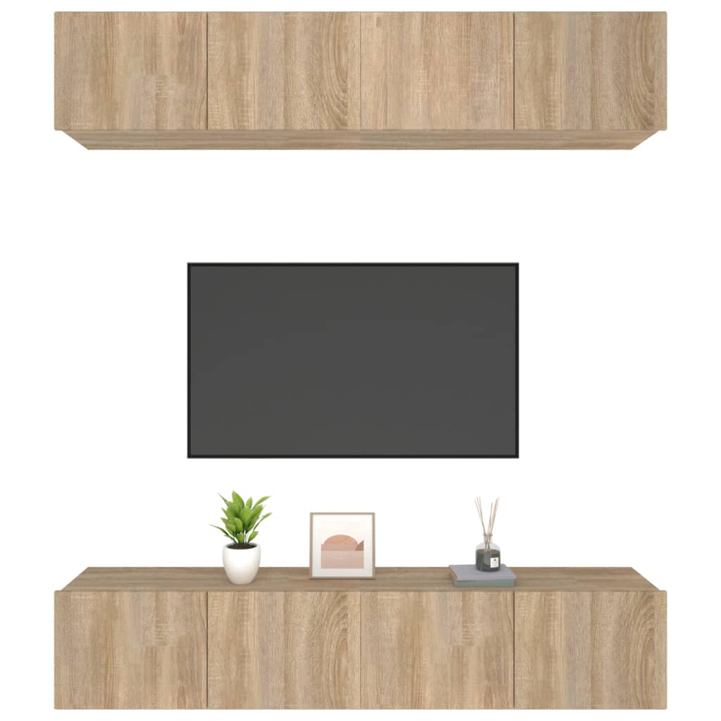 vidaXL Ścienne szafki TV, 4 szt., dąb sonoma, 80x30x30 cm