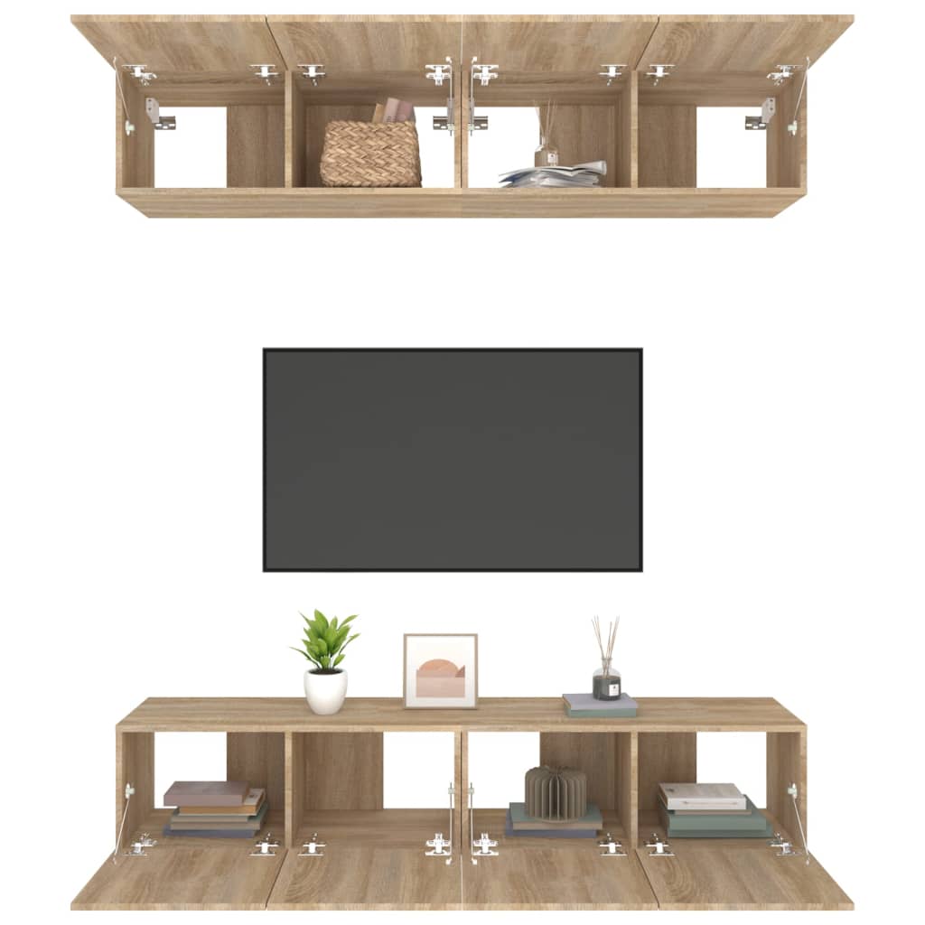 vidaXL Ścienne szafki TV, 4 szt., dąb sonoma, 80x30x30 cm