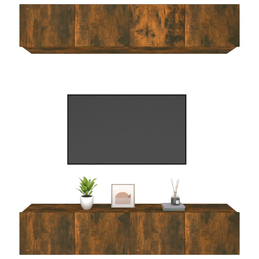 vidaXL Szafki TV, 4 szt., przydymiony dąb, 80x30x30 cm