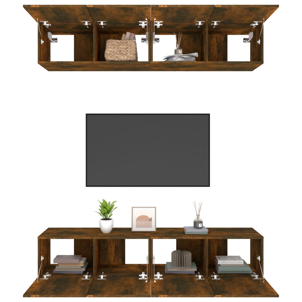 vidaXL Szafki TV, 4 szt., przydymiony dąb, 80x30x30 cm