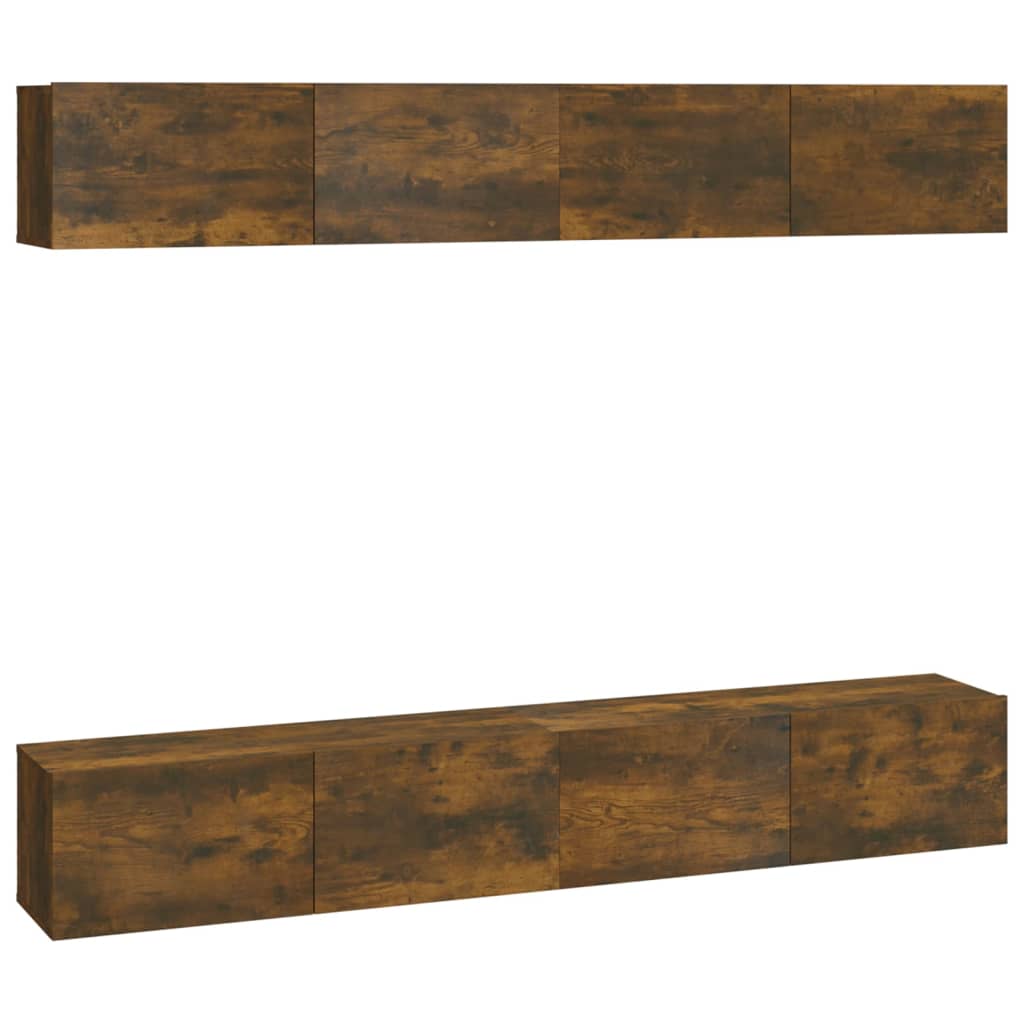 vidaXL Ścienne szafki TV, 4 szt., przydymiony dąb, 100x30x30 cm