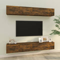 vidaXL Ścienne szafki TV, 4 szt., przydymiony dąb, 100x30x30 cm