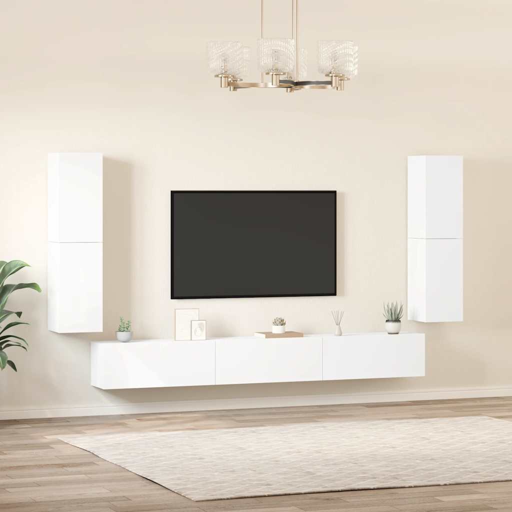 vidaXL Zestaw 7 szafek TV, Biały, materiał drewnopochodny