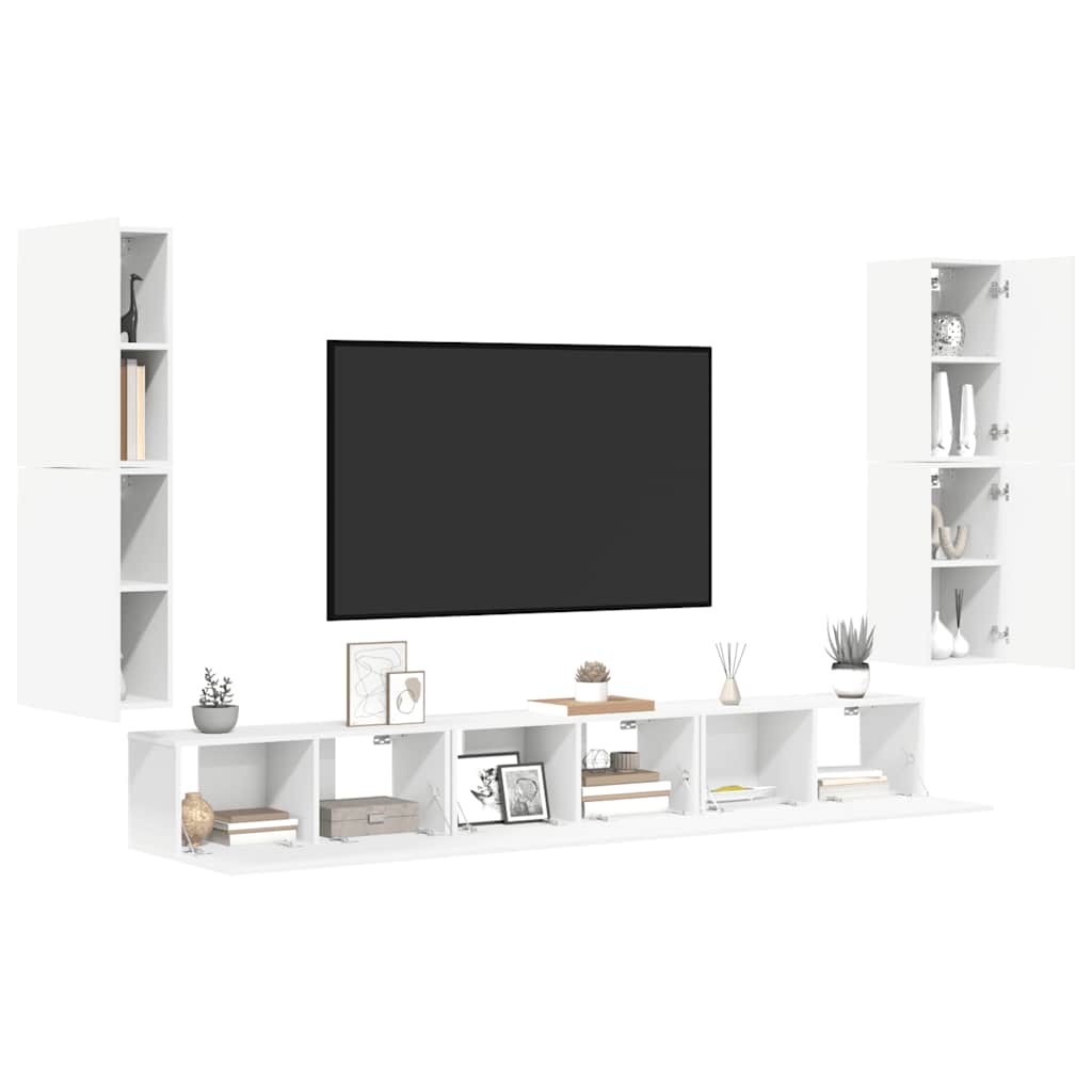 vidaXL Zestaw 7 szafek TV, Biały, materiał drewnopochodny