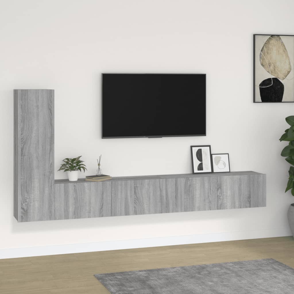 vidaXL Zestaw 3 szafek TV, szary dąb sonoma, materiał drewnopochodny