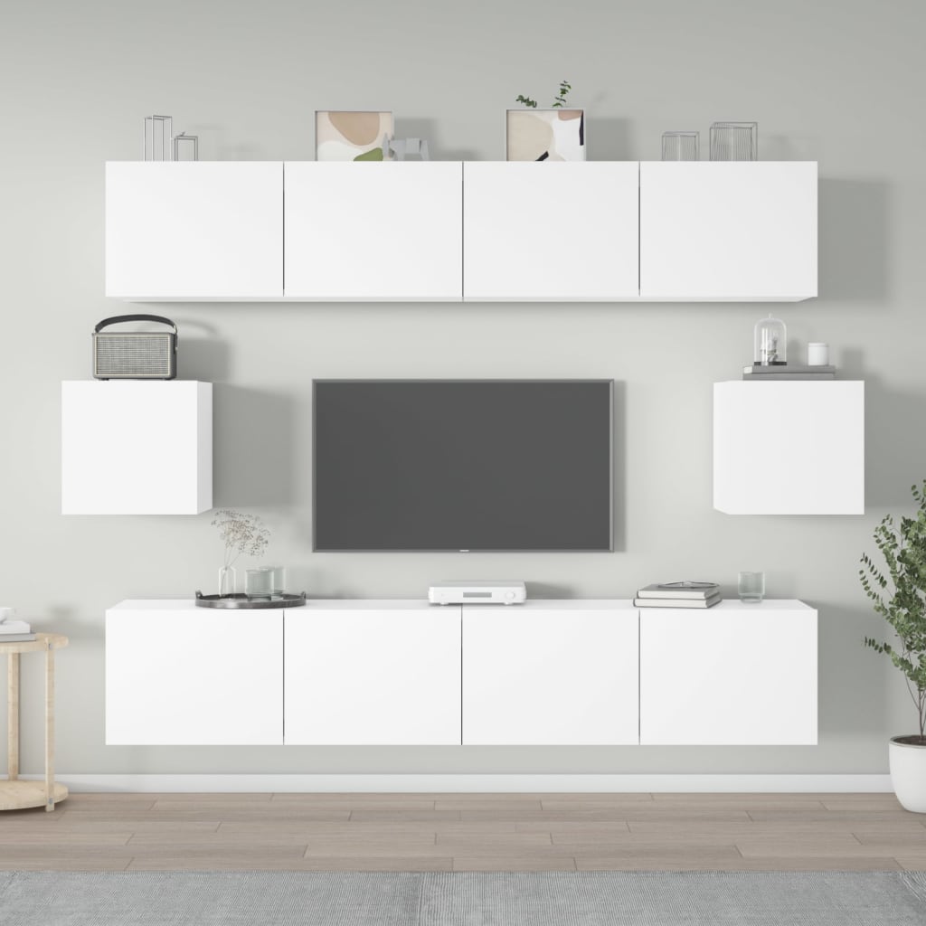 vidaXL Zestaw 6 szafek telewizyjnych, biały, materiał drewnopochodny