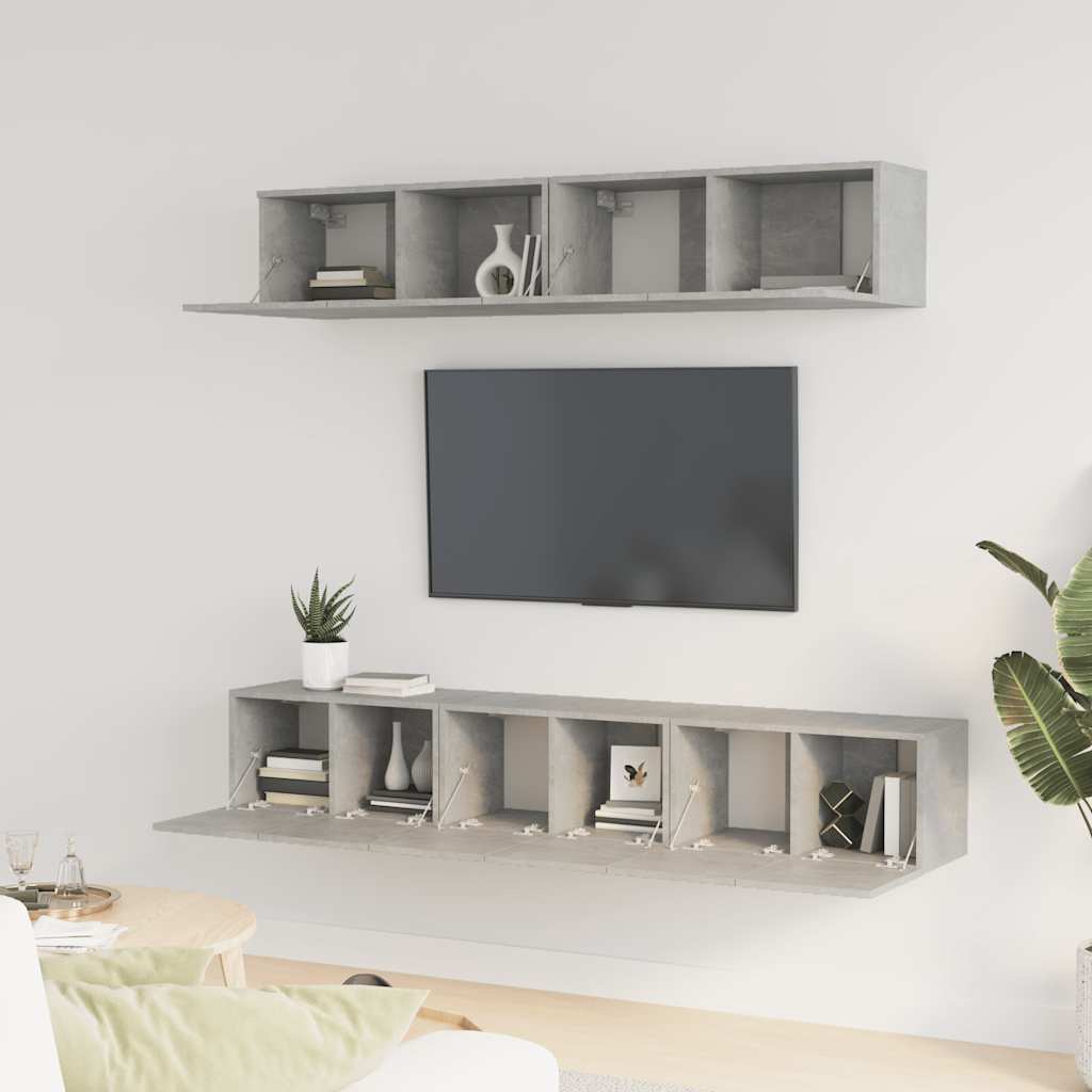 vidaXL 5-częściowy zestaw szafek telewizyjnych, szarość betonu