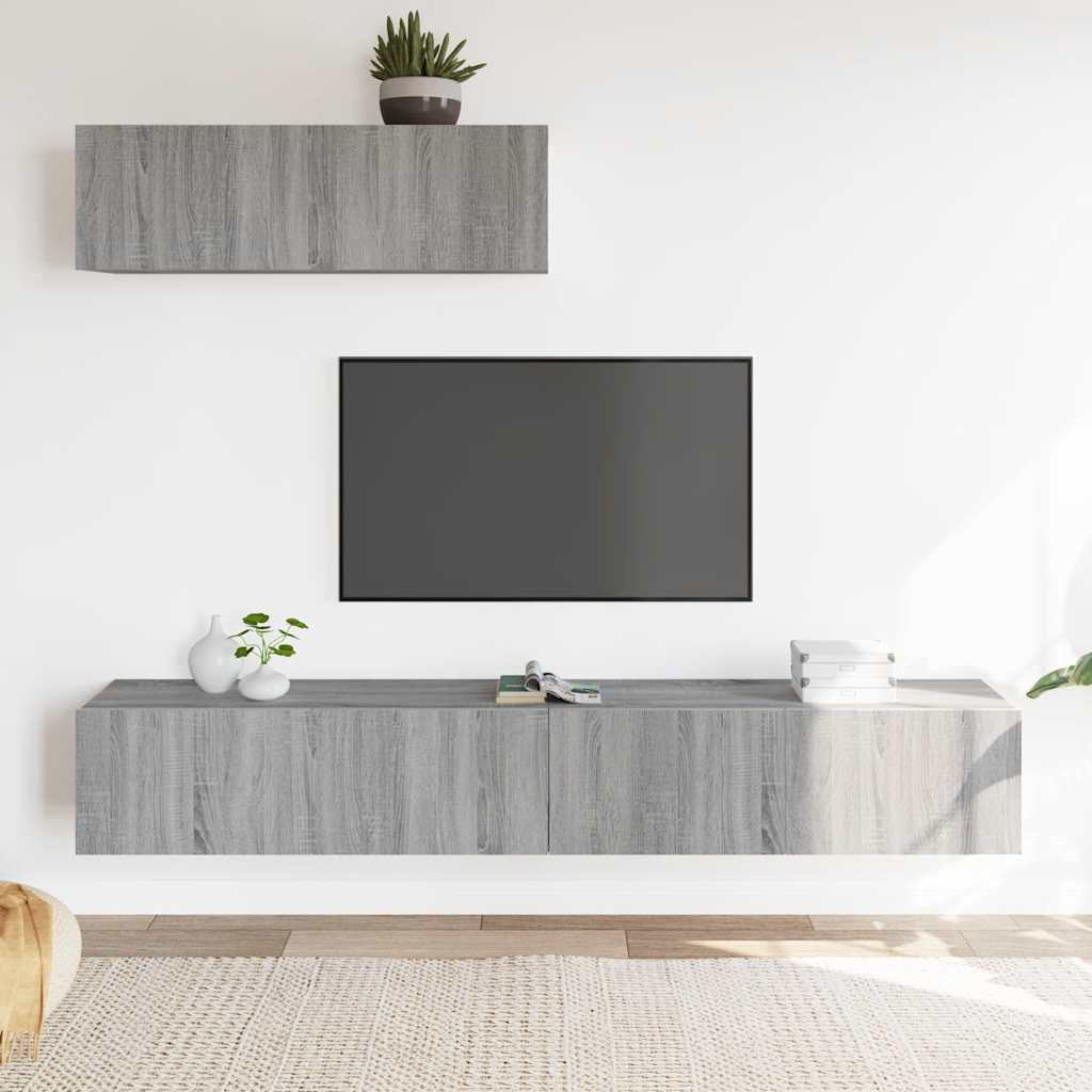 vidaXL Zestaw 3 szafek TV, szary dąb sonoma, materiał drewnopochodny