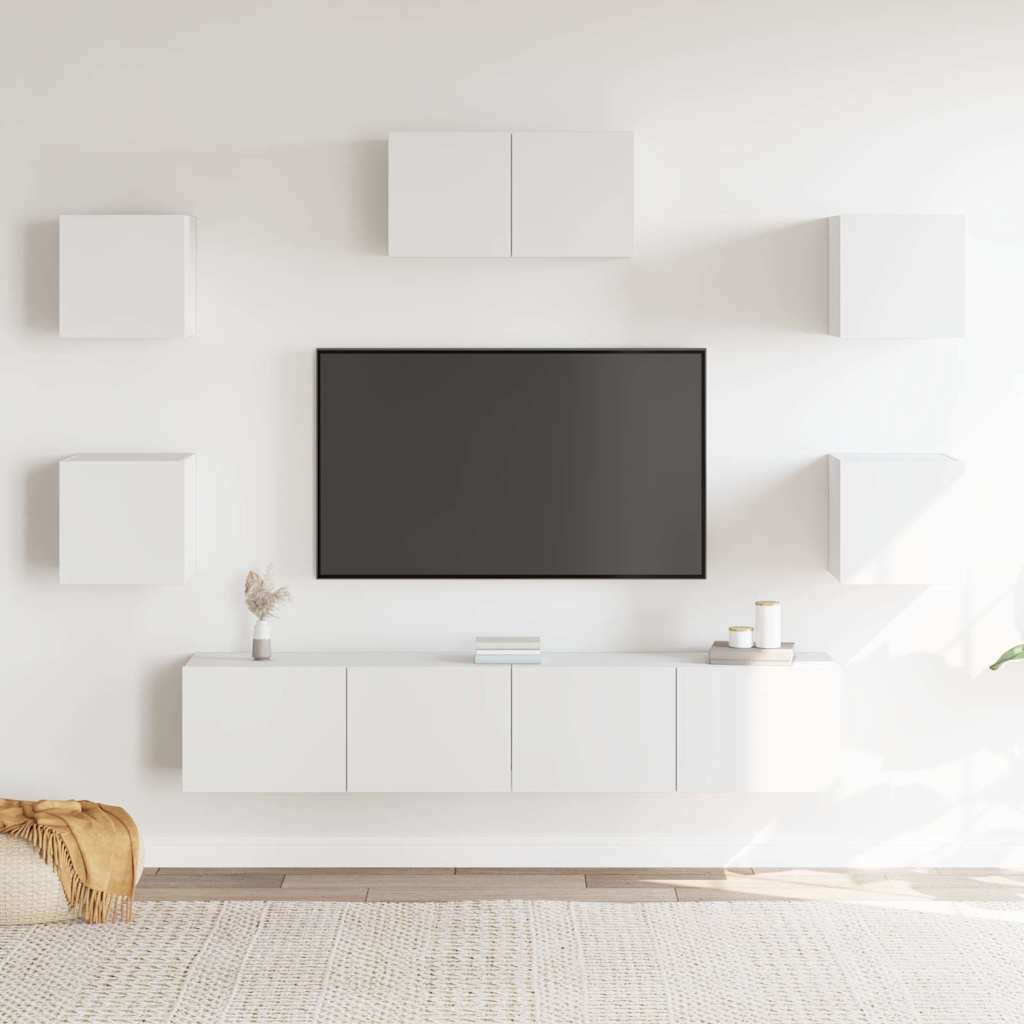 vidaXL Zestaw 7 szafek TV, Biały, materiał drewnopochodny