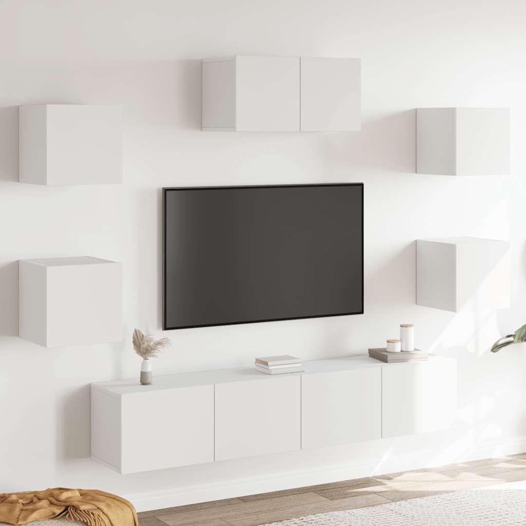 vidaXL Zestaw 7 szafek TV, Biały, materiał drewnopochodny