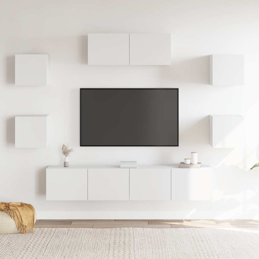 vidaXL Zestaw 7 szafek TV, Biały, materiał drewnopochodny