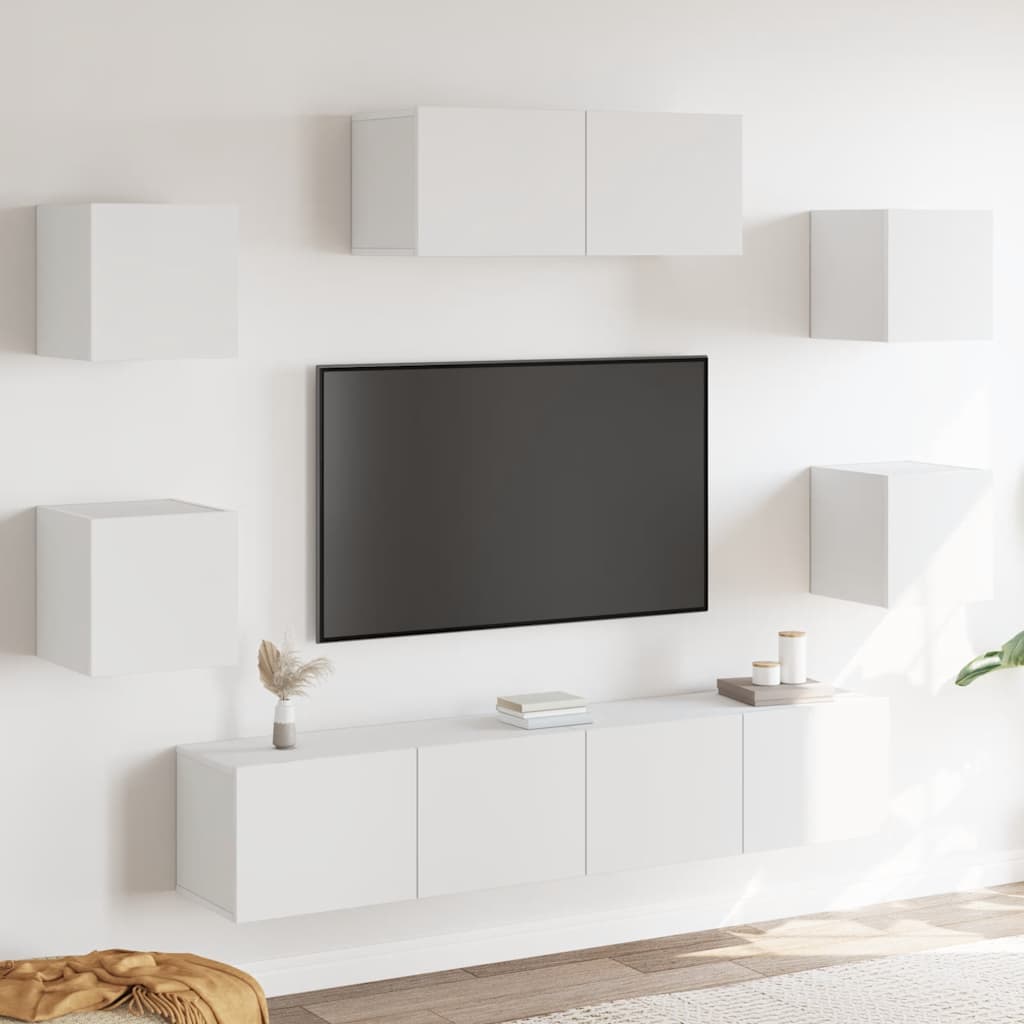 vidaXL Zestaw 7 szafek TV, Biały, materiał drewnopochodny