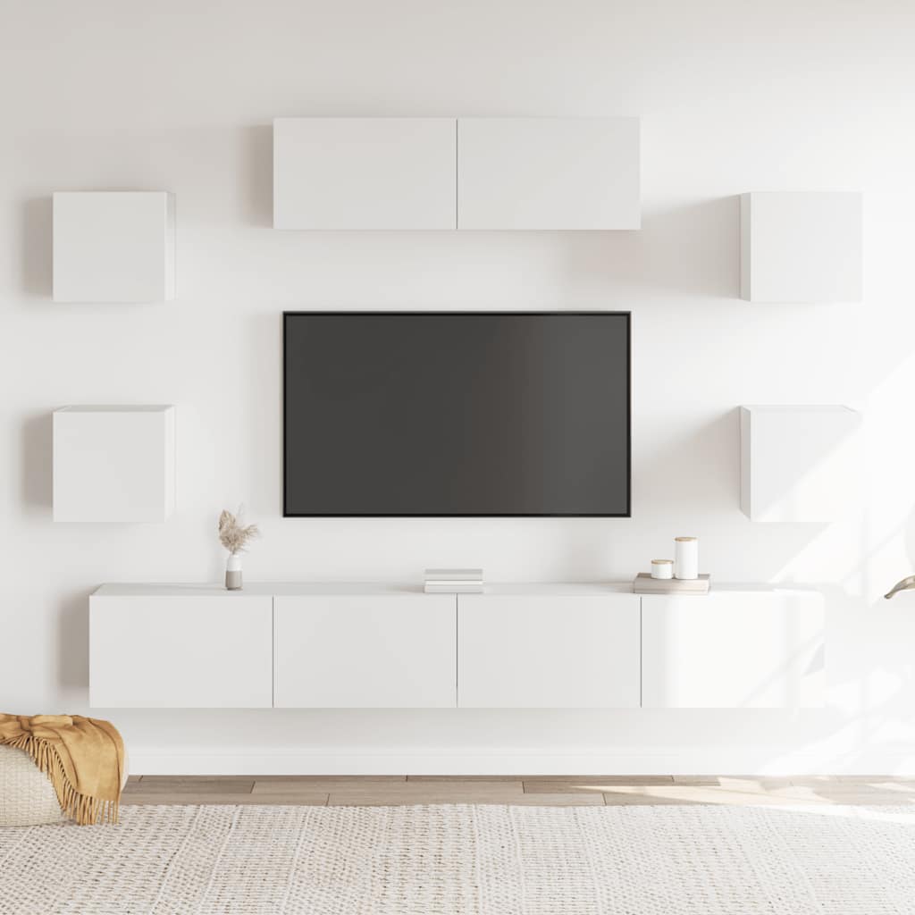 vidaXL Zestaw 7 szafek TV, Biały, materiał drewnopochodny