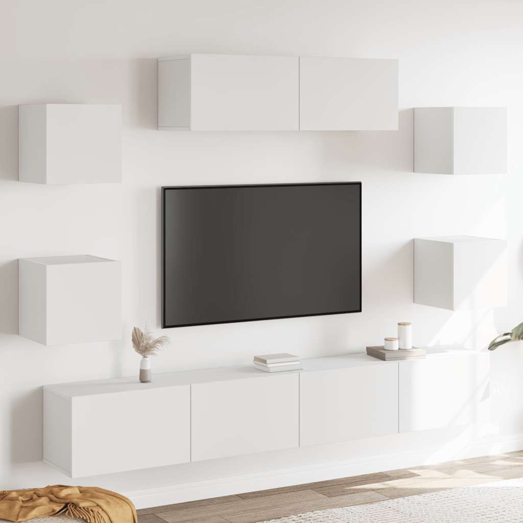 vidaXL Zestaw 7 szafek TV, Biały, materiał drewnopochodny