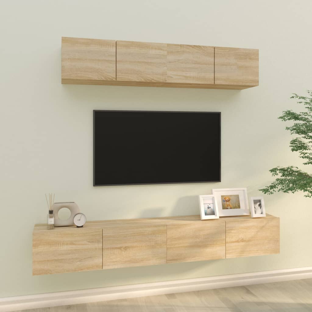 vidaXL Zestaw 4 szafek telewizyjnych, dąb sonoma