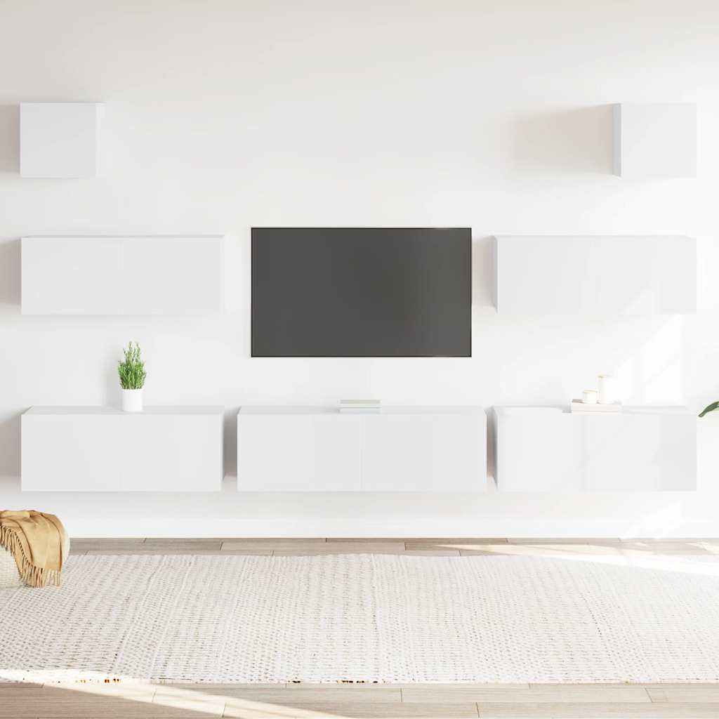 vidaXL Zestaw 7 szafek TV, Biały, materiał drewnopochodny