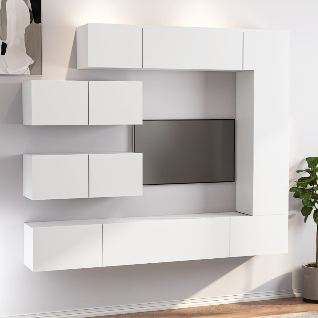 vidaXL Zestaw 7 szafek TV, Biały, materiał drewnopochodny