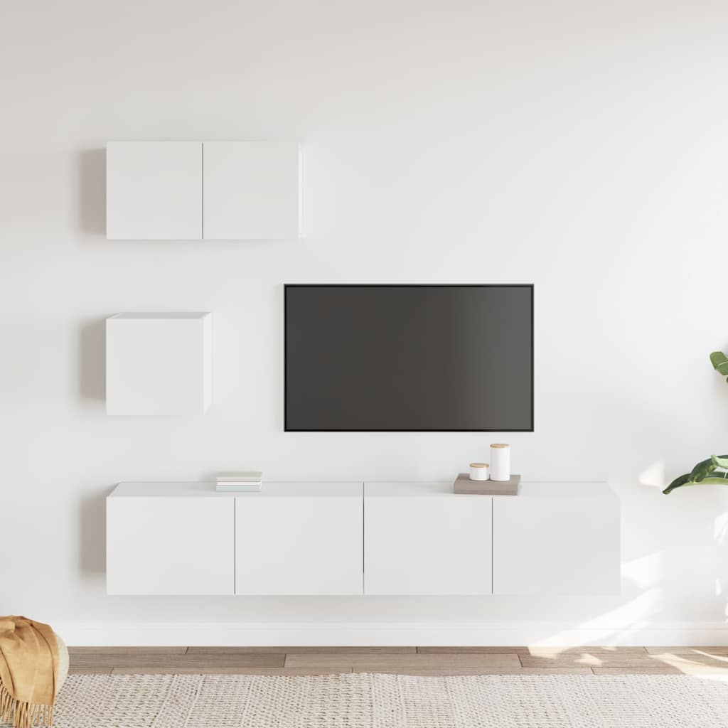 vidaXL Zestaw 4 szafek telewizyjnych, biały